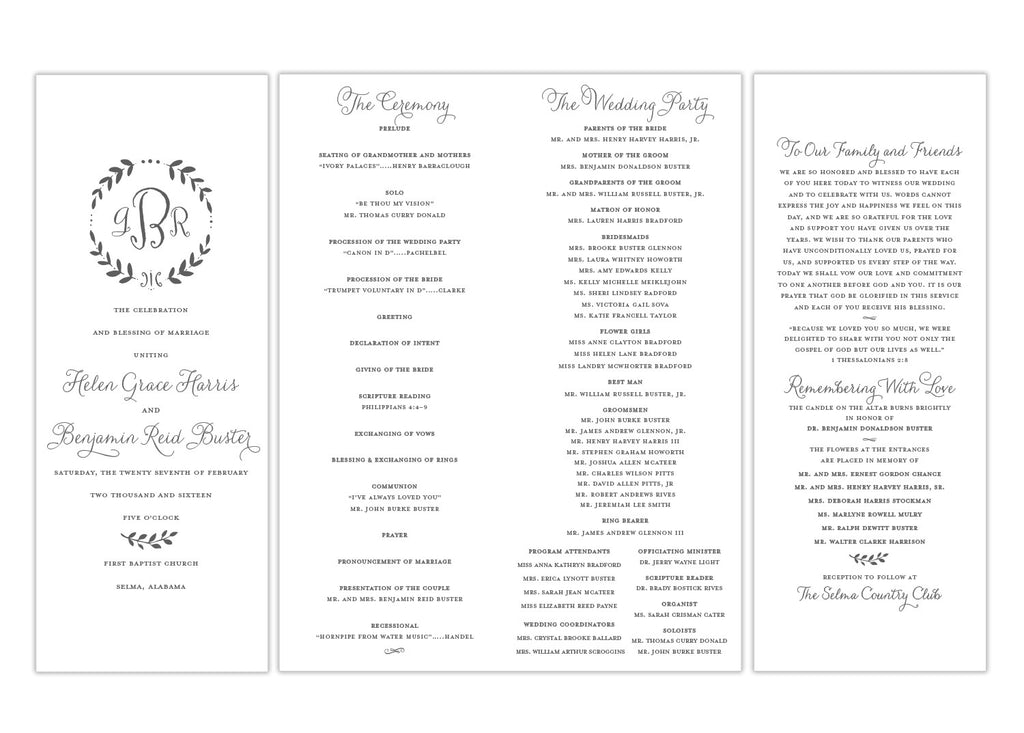 What to include on wedding program?