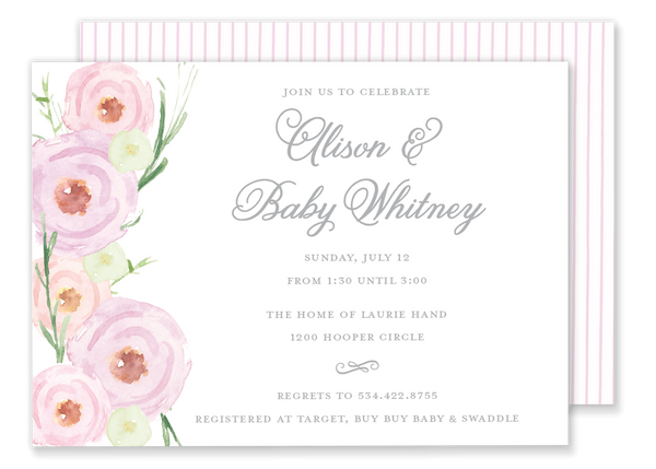 Alison Watercolor Roses Invitation