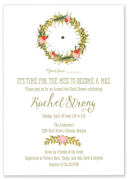 Around the Clock Wreath Wedding Shower