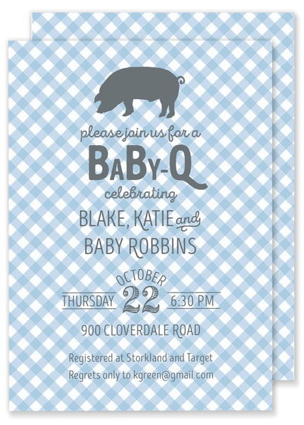 baby q bbq themed baby shower invitation blue