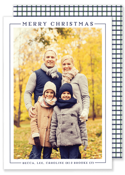 Becca Blue and Green Plaid Christmas Card