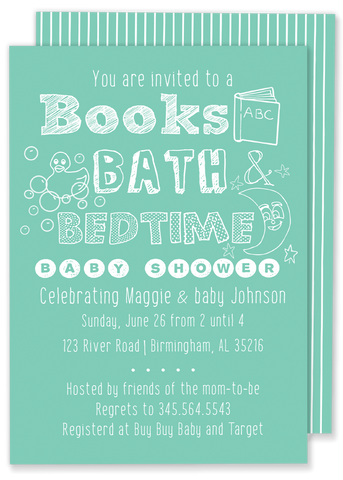 books bath and bedtime baby shower green