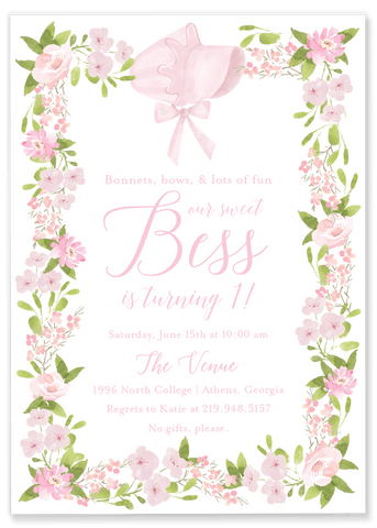 Bess Bonnet Birthday Invitation