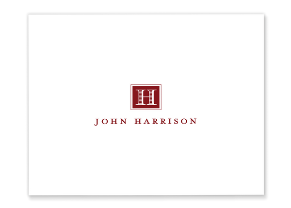 male monogram folded note cards red