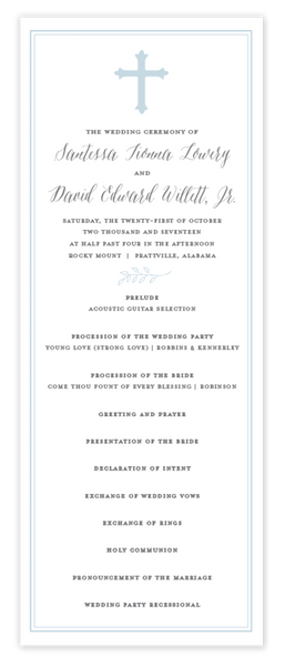 Blue Cross \\ Flat Wedding Program