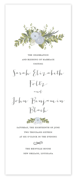 Blue Flower \\ Folded Wedding Ceremony Program