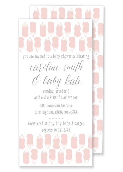 pink bottle baby shower invitation