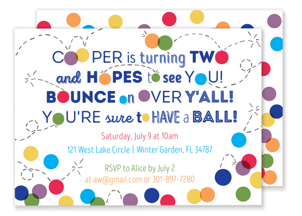 Bouncy Ball Birthday Invitation