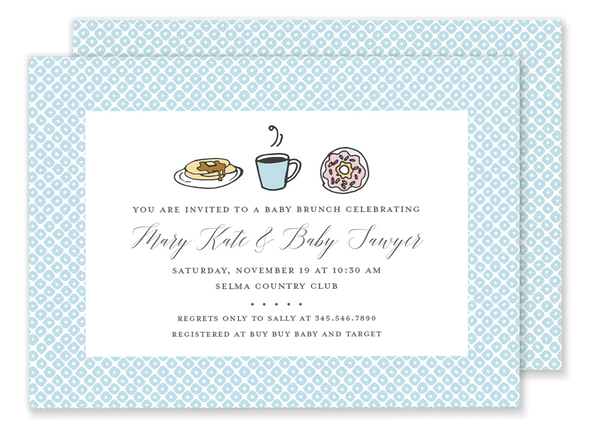 brunch breakfast bridal shower invitation blue