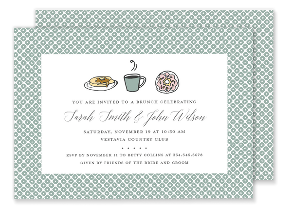 brunch breakfast baby shower invitation green