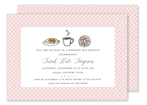 brunch breakfast birthday party invitation pink