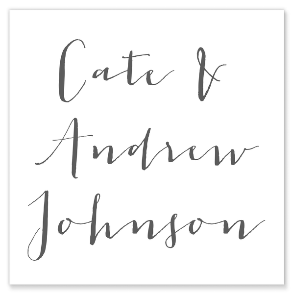 calligraphy name calling card enclosure card gift tag grey