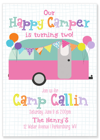 Happy Camper Birthday Party Invitation