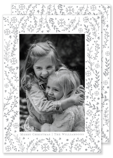 Grey Christmas Foliage Christmas Card