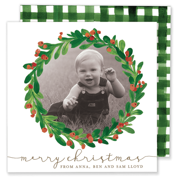 Christmas Wreath Square Christmas Card