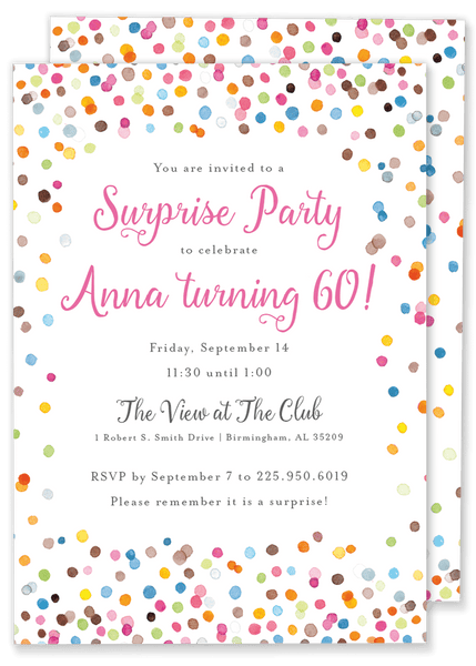 Colorful Confetti Birthday Invitation