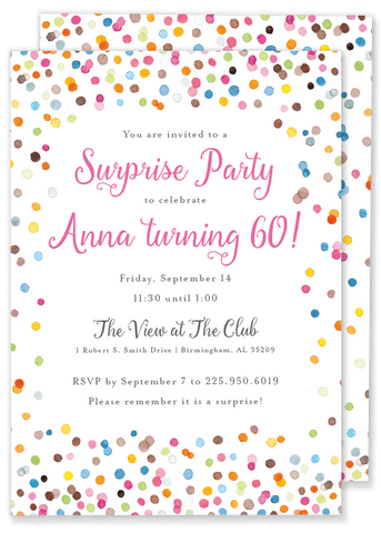 Colorful Confetti Birthday Invitation
