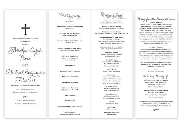 Vertical Cross \\ Folded Wedding Program