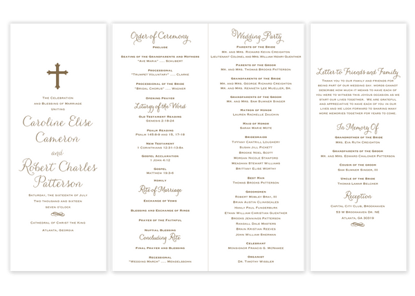 Vertical Cross \\ Folded Wedding Program