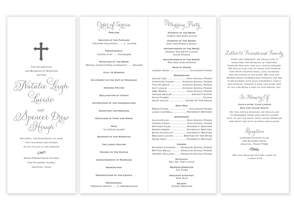 Vertical Cross \\ Folded Wedding Program