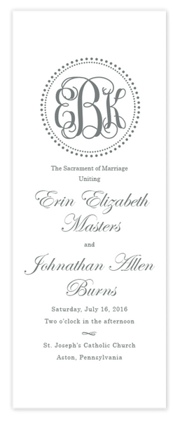 Dot Monogram \\ Folded Wedding Program