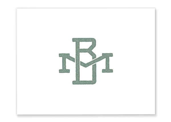 Dual Double Monogram Folded Note Card