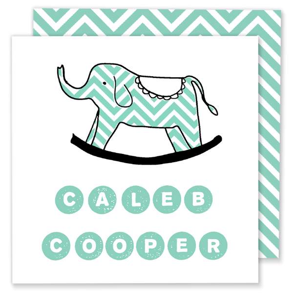 teal chevron elephant calling card enclosure card gift tag