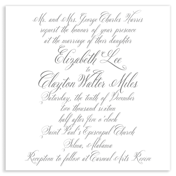 Full Calligraphy Wedding Invitation