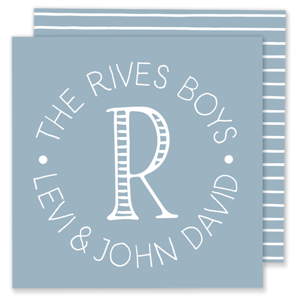 Striped Monogram Family Calling Card