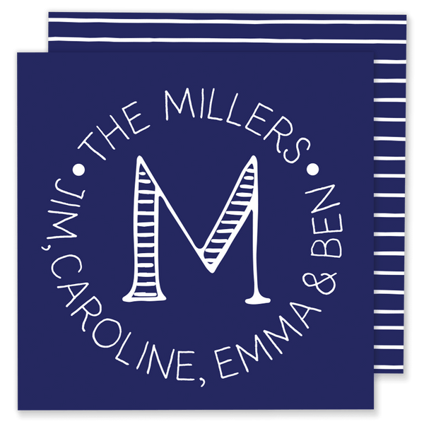 Striped Monogram Family Calling Card