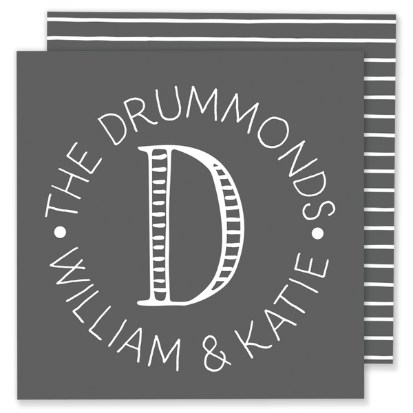 Striped Monogram Family Calling Card