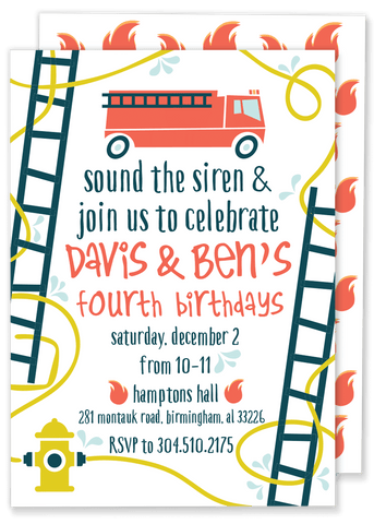 Fire Truck Birthday Invitation