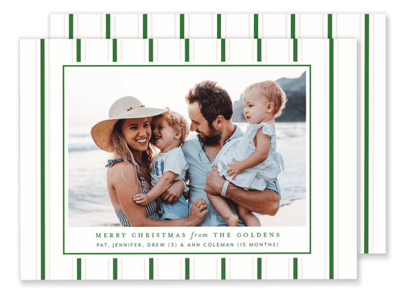 Golden Green Stripe Christmas Card