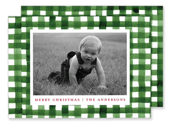 Green Check Christmas Card