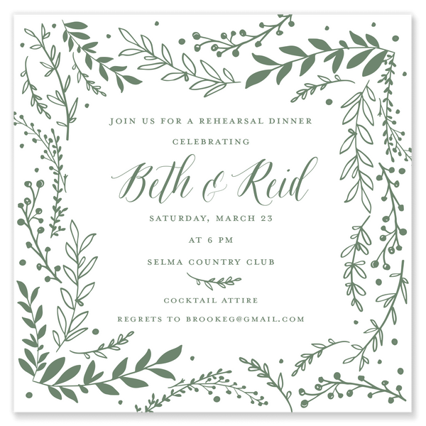 Greenery Square Shower Invitation