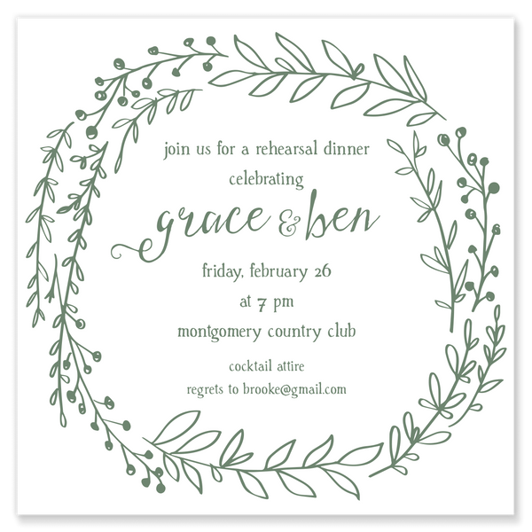 Greenery Wreath Shower Invitation