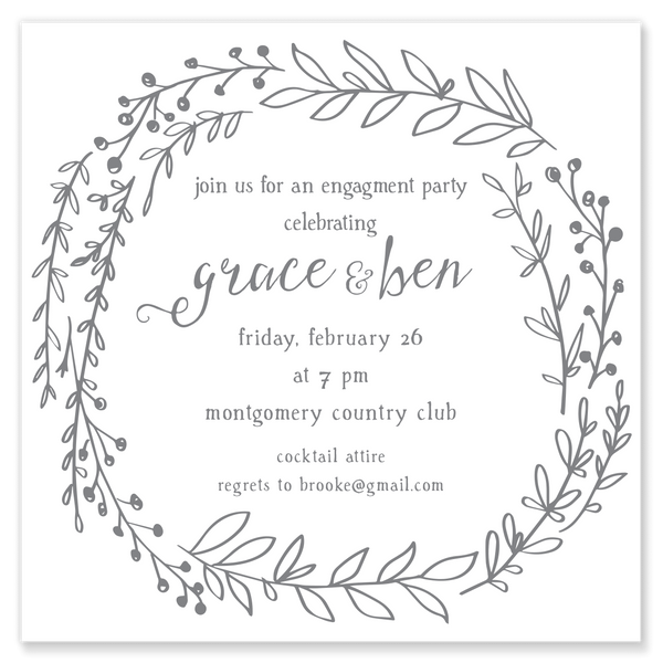 Greenery Wreath Shower Invitation