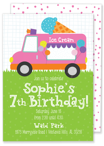 Ice Cream Truck Birthday Party Invitation