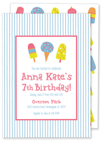 Ice Cream & Popsicle Birthday Party Invitation