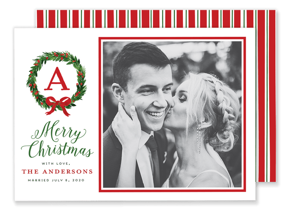 Initial Wreath Christmas Card