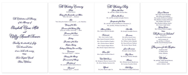 Landscape Script \\ Folded Wedding Program