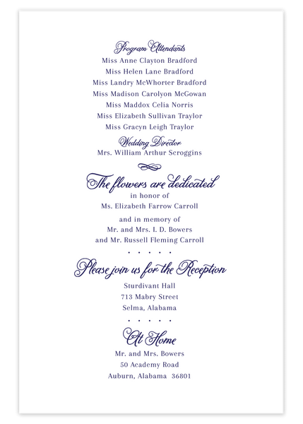 Landscape Script \\ Folded Wedding Program