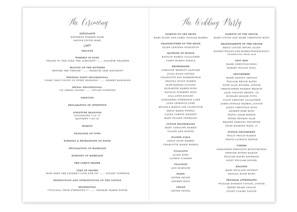 Landscape Cross \\ Folded Wedding Program