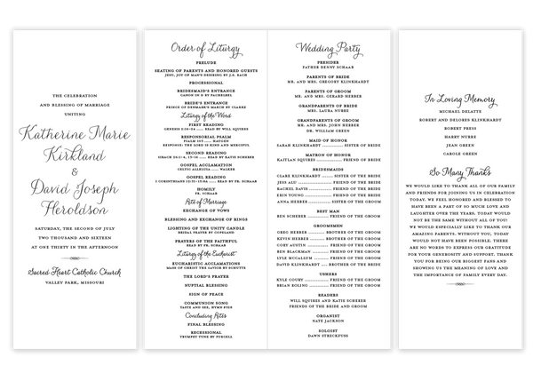 Lindsay Vertical \\ Folded Wedding Program