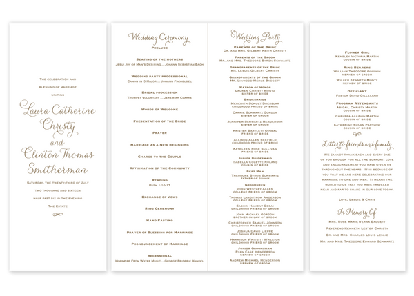 Lindsay Vertical \\ Folded Wedding Program