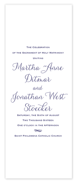 Lindsay Vertical \\ Folded Wedding Program