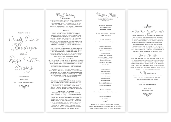 Lindsay Vertical \\ Folded Wedding Program