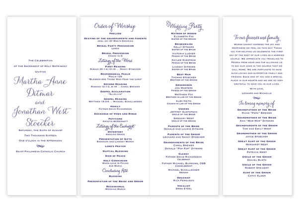 Lindsay Vertical \\ Folded Wedding Program