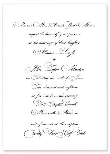 Martin Script Wedding Invitation