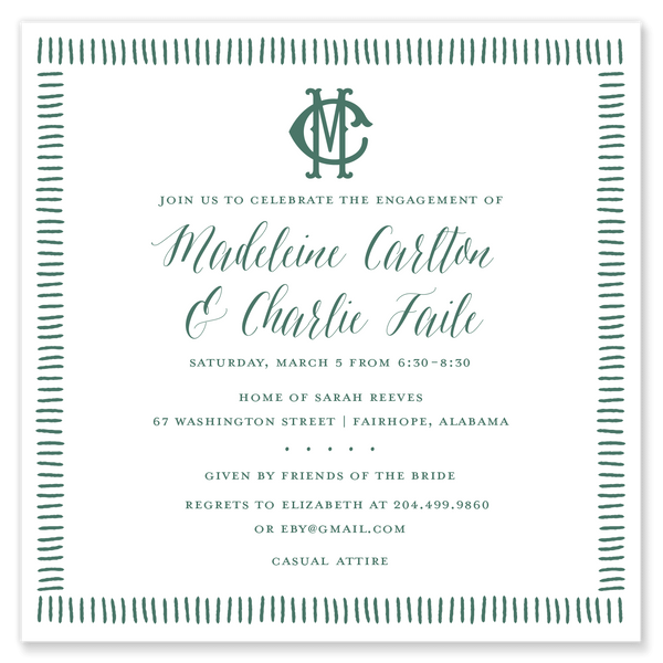 Monogram Square Shower Invitation